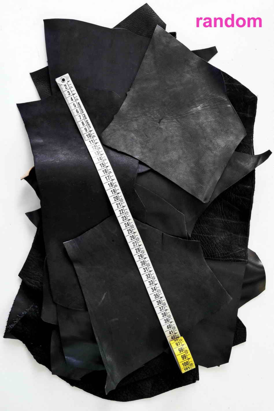 Black Vegetable Tanned Leather Pieces, Veg Tan Craft Remnants, Assorted Black Solid Colors for Wallets Keychains and Accessories B050
