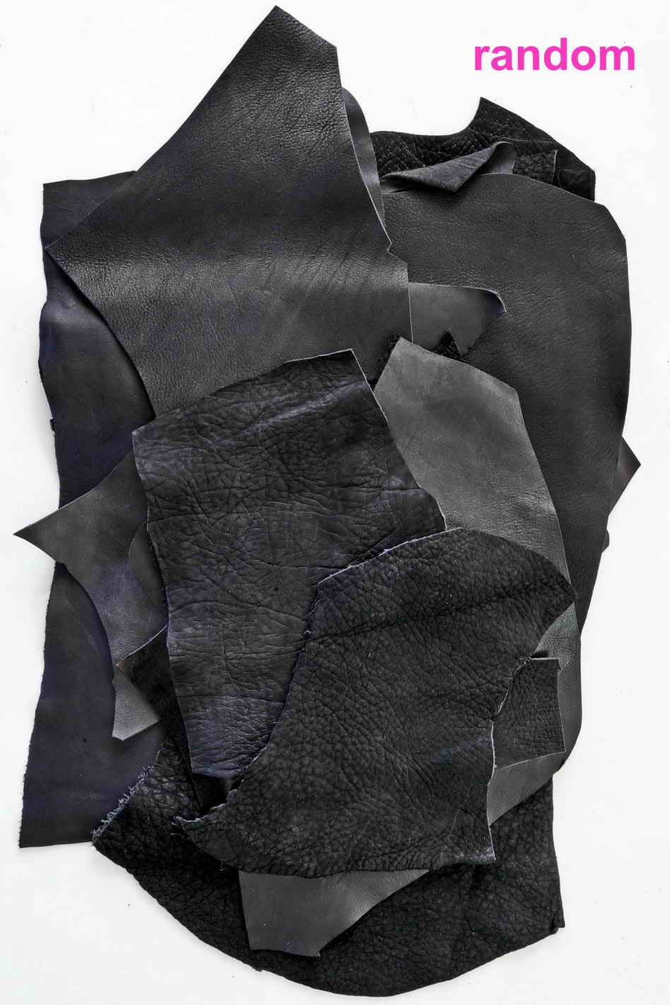 Black Vegetable Tanned Leather Pieces, Veg Tan Craft Remnants, Assorted Black Solid Colors for Wallets Keychains and Accessories B050