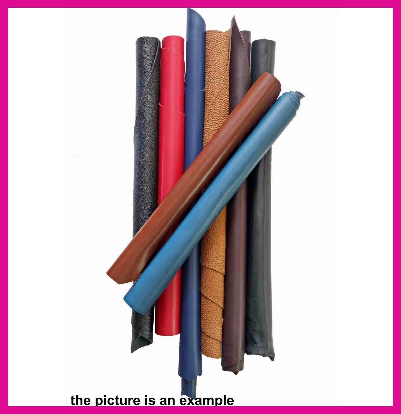 Dark Solid color Leather pieces, smooth renmants skins, and printed offcuts leather mix, random selection AMZ34