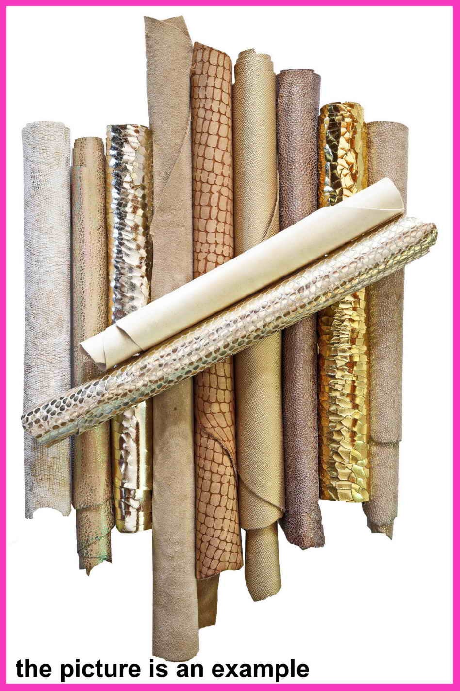 GOLD, PLATINUM and BEIGE leather pieces for crafting, Italian Leather Scraps, Random Assortment Offcuts leather B086