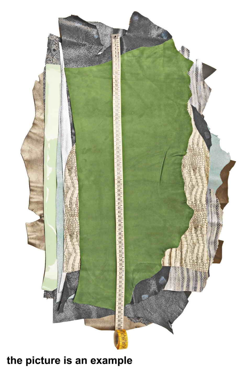 Green Blue Leather remnants , mixed printed laminated leather pieces, random scraps leather for craft B088