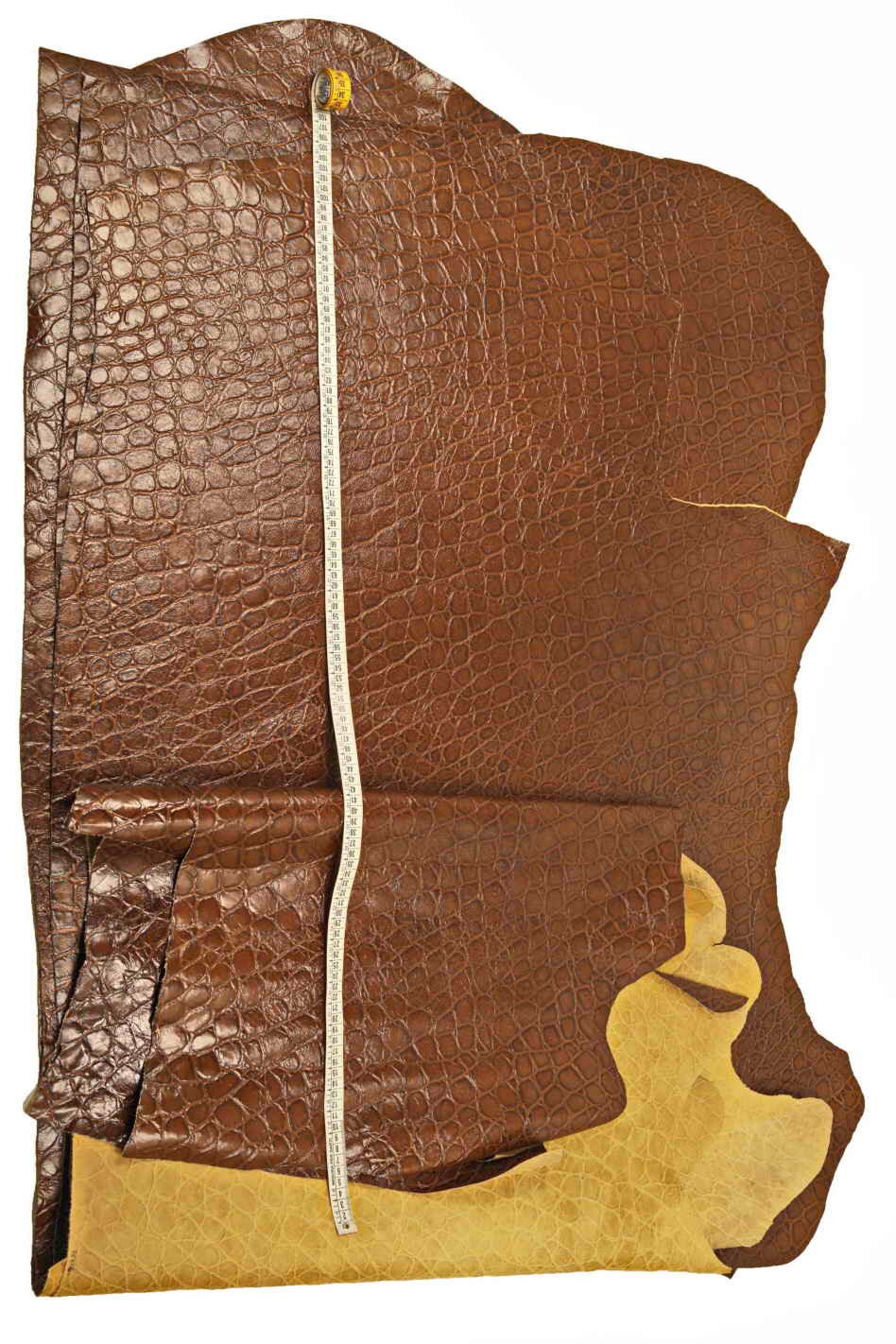 BROWN CROCODILE embossed leather hide, brown crock printed calfskin, slightly wrinkled, glossy, soft skin B14015-ST La Garzarara