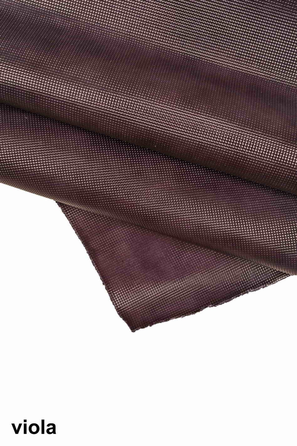 Embossed PATENT small square print leather hides, purple tan orange green blue geometric textured skins B14107-ST La Garzarara