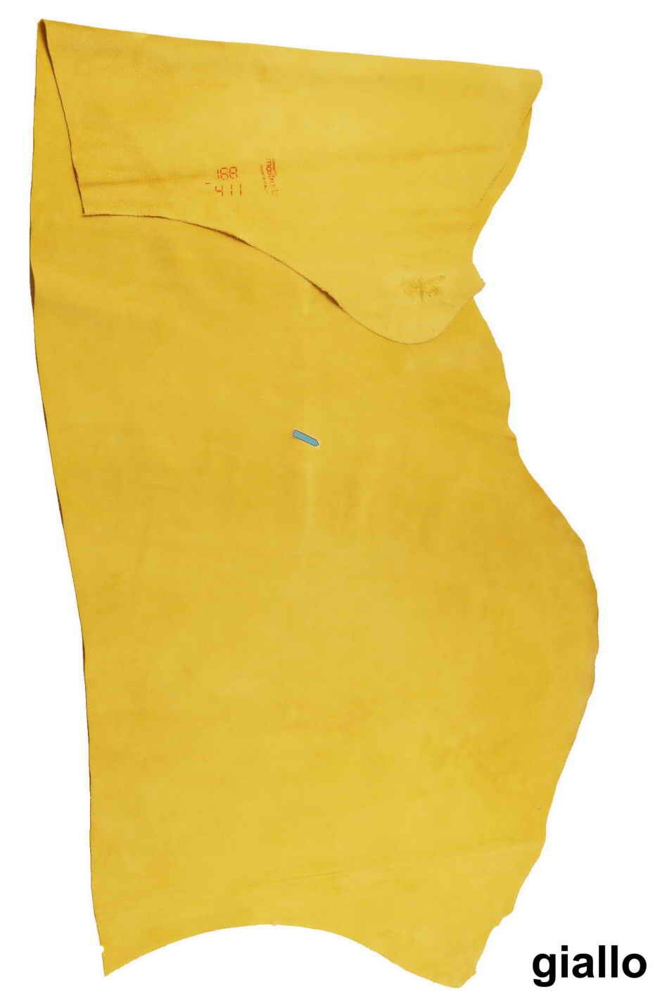 Colored suede calf leather hide, soft cowhide skin for bags and accessories, color options yellow and tourquoise B14111-TU La Garzarara