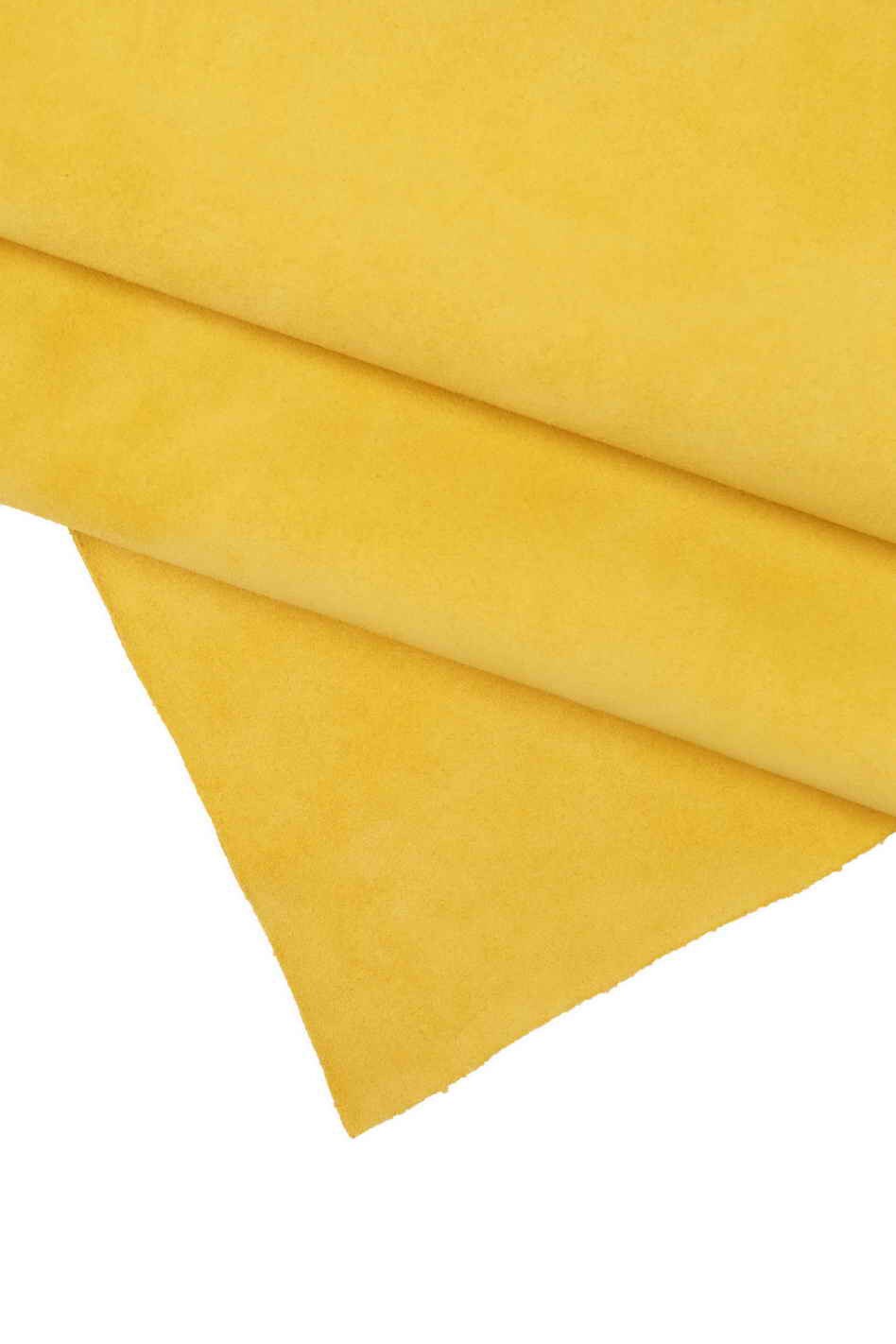 Colored suede calf leather hide, soft cowhide skin for bags and accessories, color options yellow and tourquoise B14111-TU La Garzarara