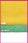 Colored suede calf leather hide, soft cowhide skin for bags and accessories, color options yellow and tourquoise B14111-TU La Garzarara