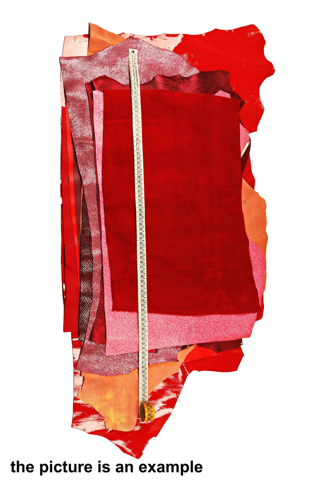 Mix LEATHER scraps - RED and PINK tones - fancy textures and softness various, italian leather pieces 1 lbs- 1,7 lbs- 2 lbs- 4 lbs B083/B