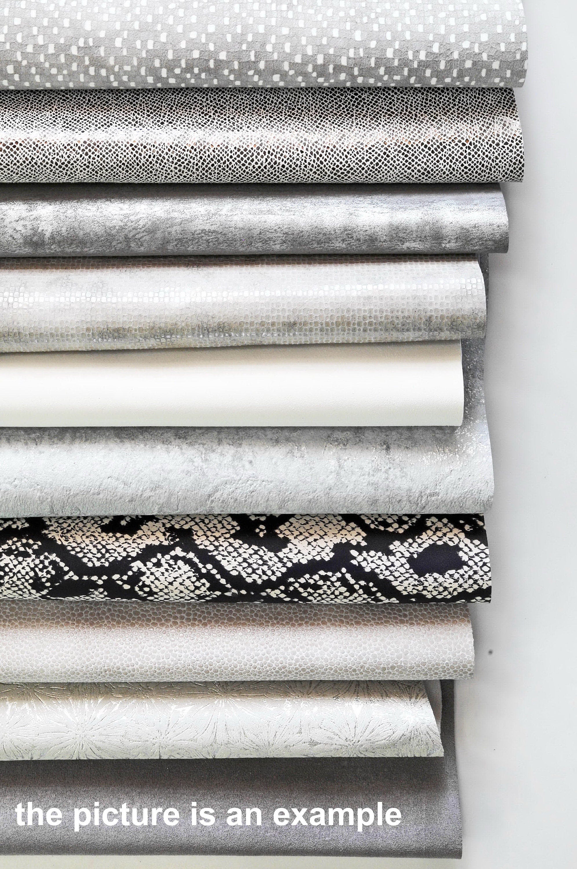 WHITE, GREY and SILVER Leather scraps light color offcuts leather, mix solid and printed renmants hides for earrings B085