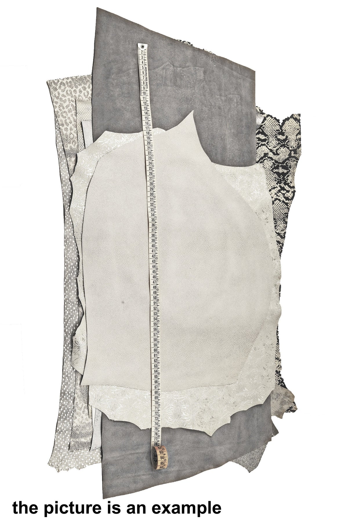 Assorted White Silver LEATHER Scraps, Pieces for Crafts, Remnants for Sewing sold by weight B085/B La Garzarara