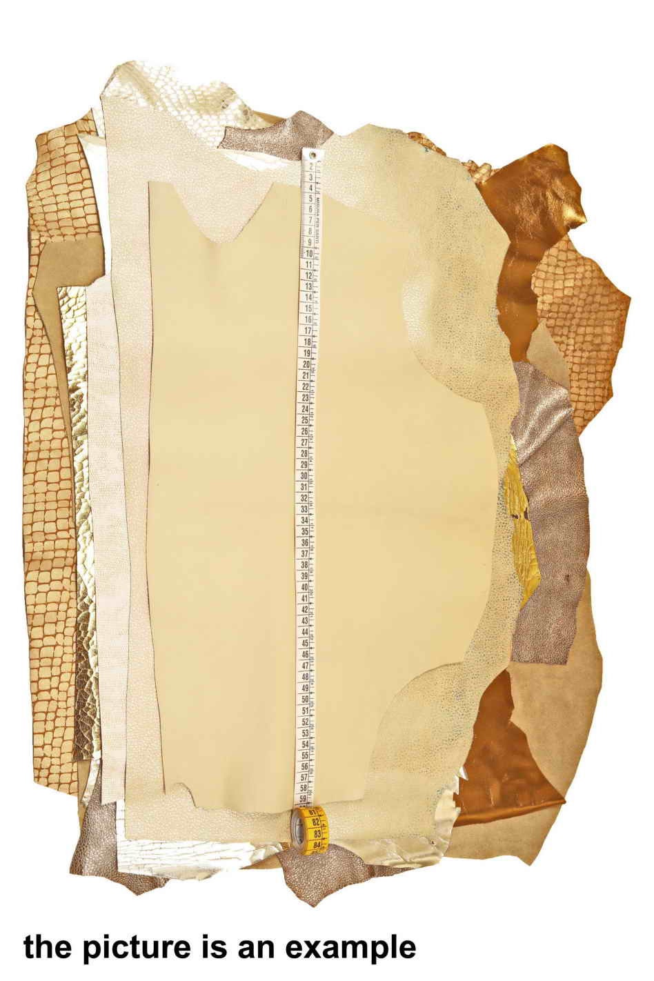 GOLD, PLATINUM and BEIGE leather pieces for crafting, Italian Leather Scraps, Random Assortment Offcuts leather B086