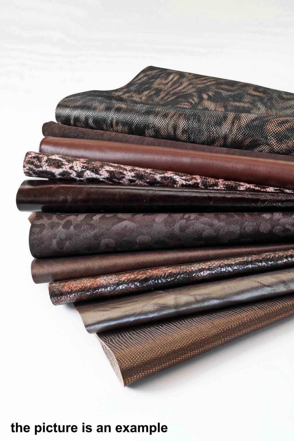 Brown Bronze Mix leather scraps, fancy textured renmants leather, foils and softness various pieces 10 or 15 italian leather pieces B089