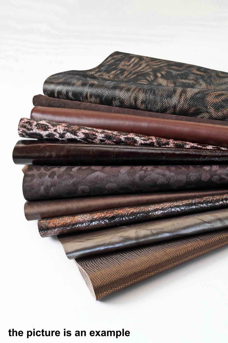 Brown Bronze Mix leather scraps, fancy textured renmants leather, foils and softness various pieces 10 or 15 italian leather pieces B089