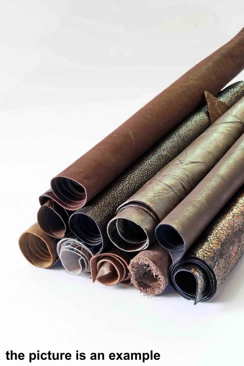 Brown Bronze Mix leather scraps, fancy textured renmants leather, foils and softness various pieces 10 or 15 italian leather pieces B089