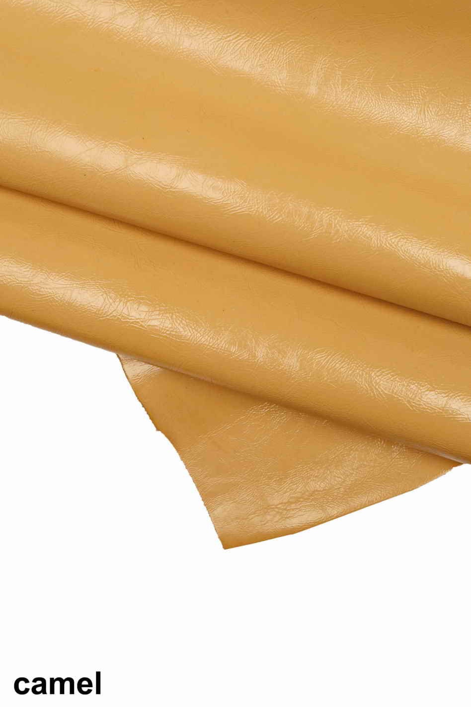 Wrinkled lacquer leather skins, light gray, beige, camel glossy textured cowhides B13974-TU La Garzarara