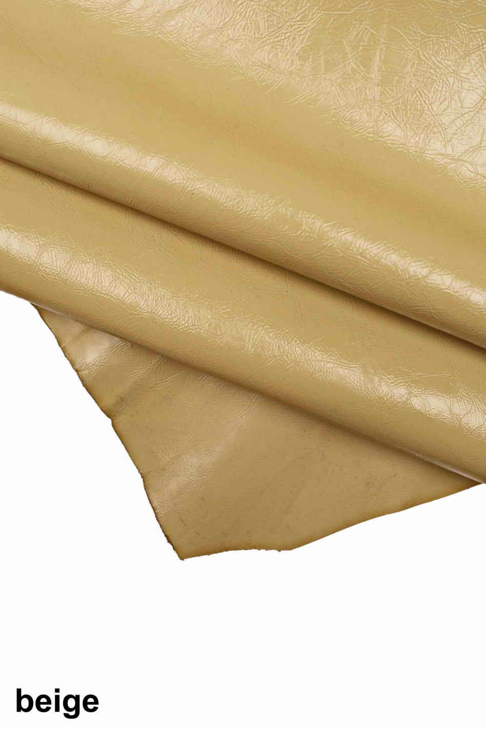 Wrinkled lacquer leather skins, light gray, beige, camel glossy textured cowhides B13974-TU La Garzarara