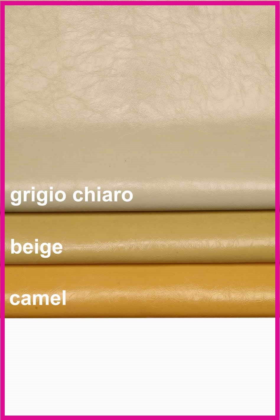 Wrinkled lacquer leather skins, light gray, beige, camel glossy textured cowhides B13974-TU La Garzarara