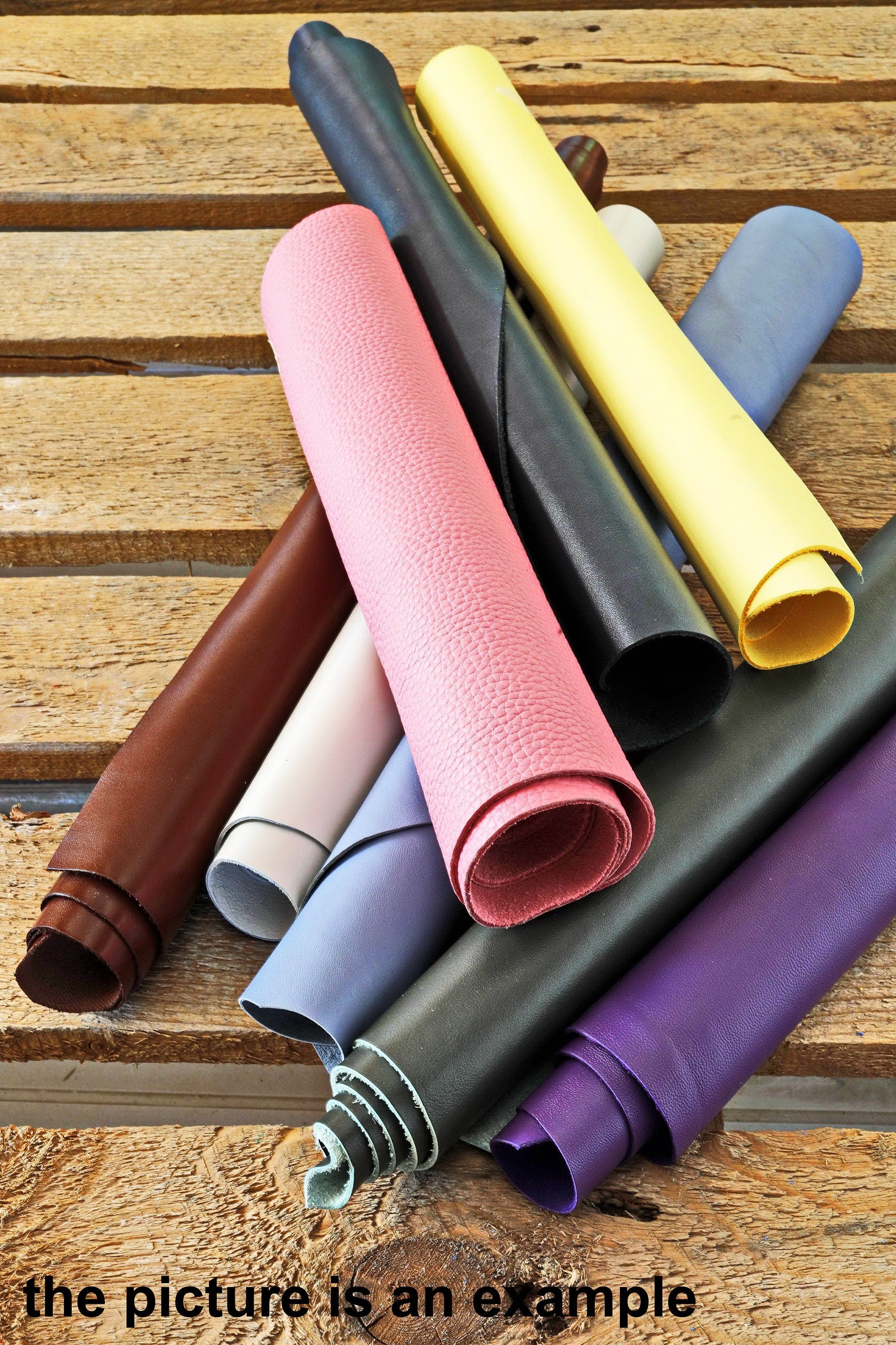 Solid color Leather SCRAPS, random Leather Cuts assortment, Pieces for DIY Crafts 1 lbs - 1,7 lbs - 2 lbs - 4 lbs AMZ30/B