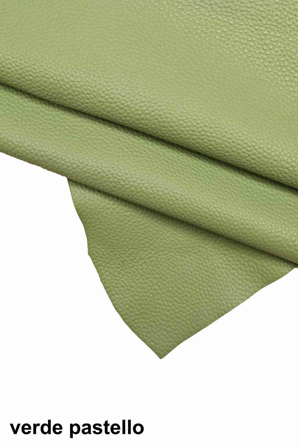 Pebbled leather, Avio light blue, green GRAINY cow hide, soft thick grain embossed calfskin B14200-TU La Garzarara
