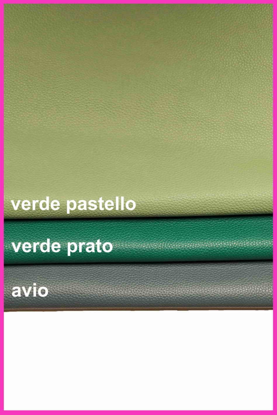 Pebbled leather, Avio light blue, green GRAINY cow hide, soft thick grain embossed calfskin B14200-TU La Garzarara