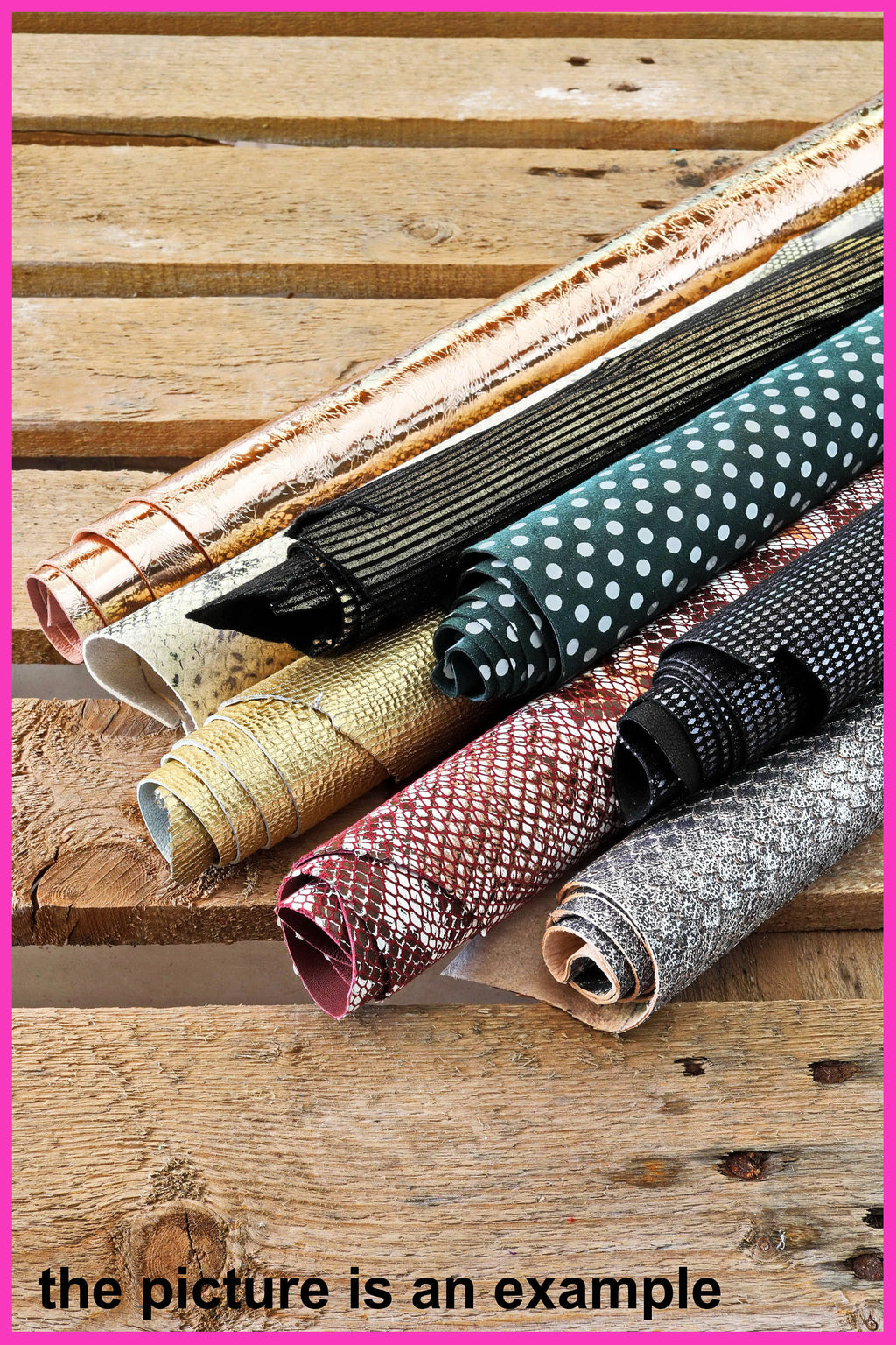 Printed Leather scraps for sewing, patterned and laminated leather pieces, renmants Offcuts AMZ40/B La Garzarara