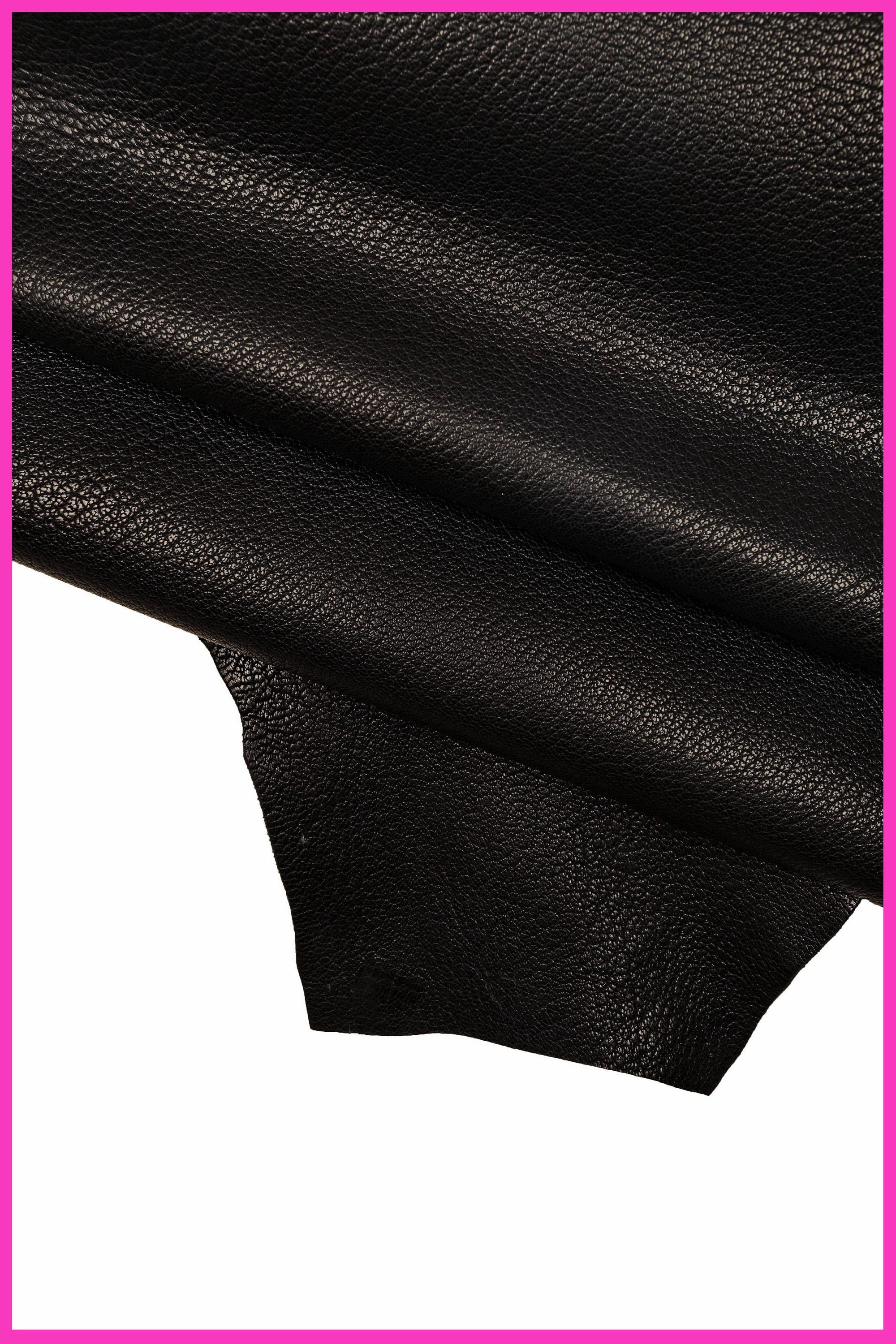 BLACK GRAINY leather hide, tiny pebble grain goatskin, soft sporty skin, 1.5 - 1.7 mm B14194-TB La Garzarara