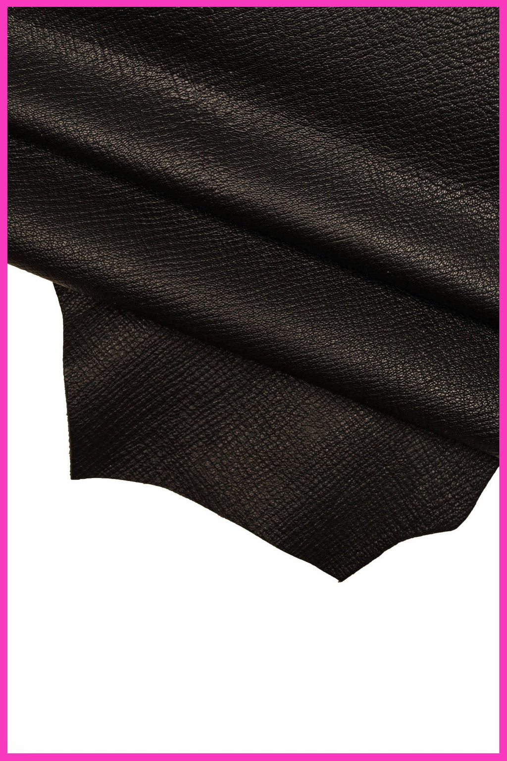 Black Crinkled Goatskin Leather, natural Grain goat skin, soft solid black hide B14193-TB La Garzarara