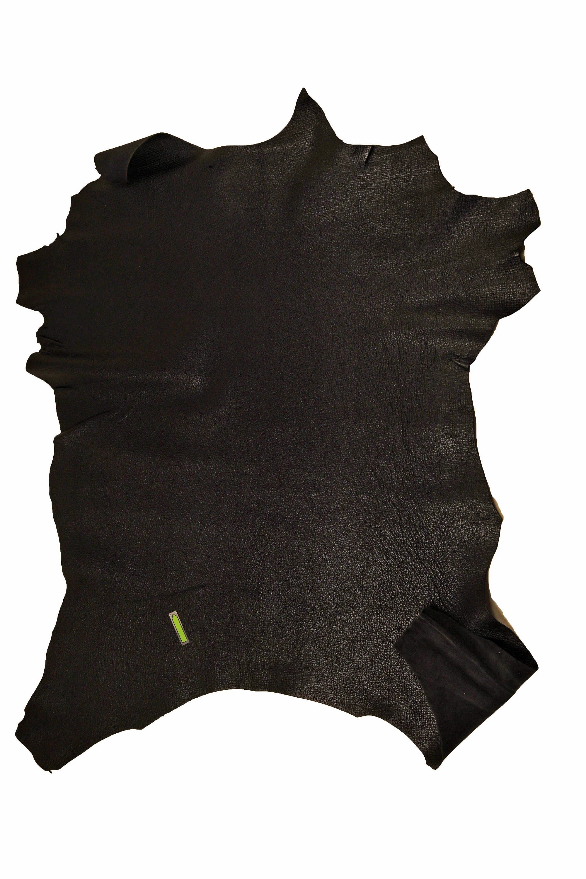 Black Crinkled Goatskin Leather, natural Grain goat skin, soft solid black hide B14193-TB La Garzarara