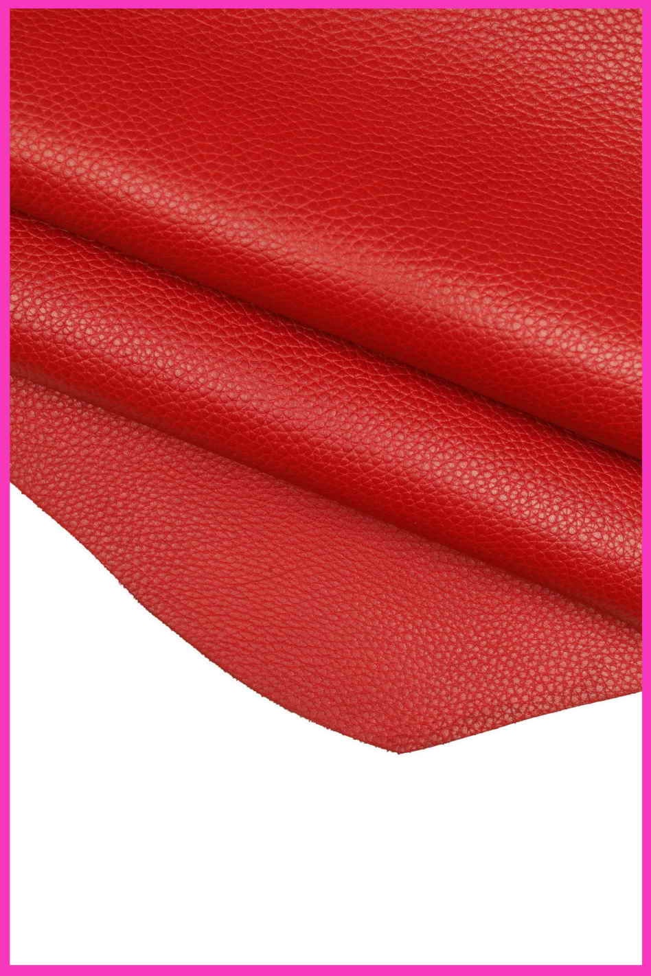 RED pebble GRAIN printed leather hide, semi glossy calfskin 1.5 -1.7 mm, premium cowhide for crafting B14201-TU La Garzarara