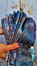 10 Selected leather pieces, HOLOGRAPHIC textured, mix colorful selection leather remnants as per pictures RT10 La Garzarara