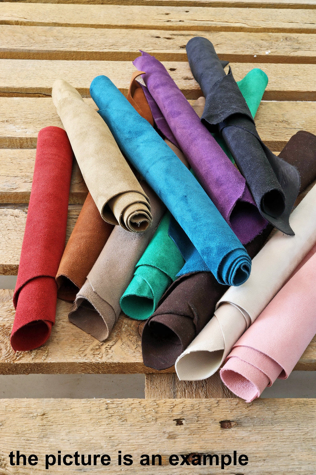 SUEDE and NUBUCK leather SCRAPS random assortment renmants, medium size solid colors leather pieces 1 lbs - 1,7 lbs - 2 lbs - 4 lbs
