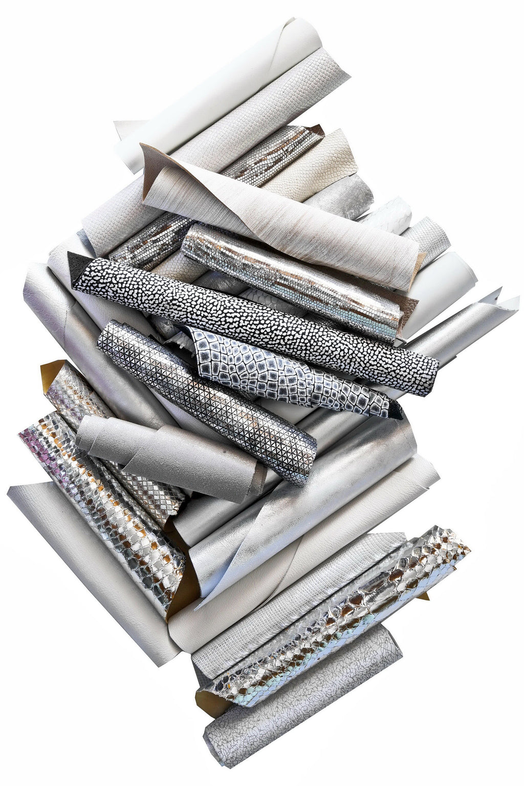 Neutral Leather Scraps, 5x6 White Grey Silver Craft Pieces, Assorted Finishes and Textures0.300–1 kg B056 Garzarara