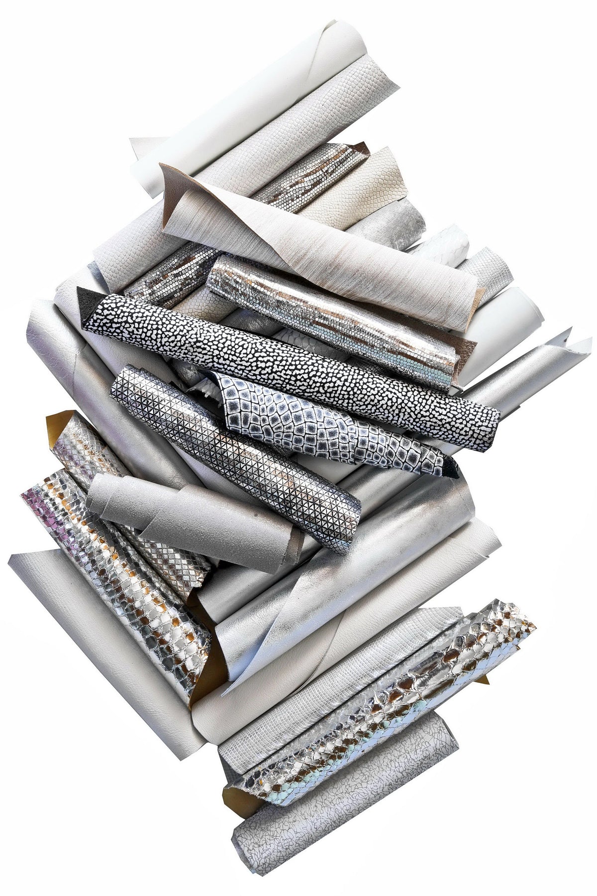 Neutral Leather Scraps, 5x6 White Grey Silver Craft Pieces, Assorted Finishes and Textures0.300–1 kg B056 Garzarara