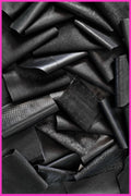 Jet Black Leather Pieces, Textured and Glossy Offcuts Black Leather Remnants, Mixed Texture Scraps B078