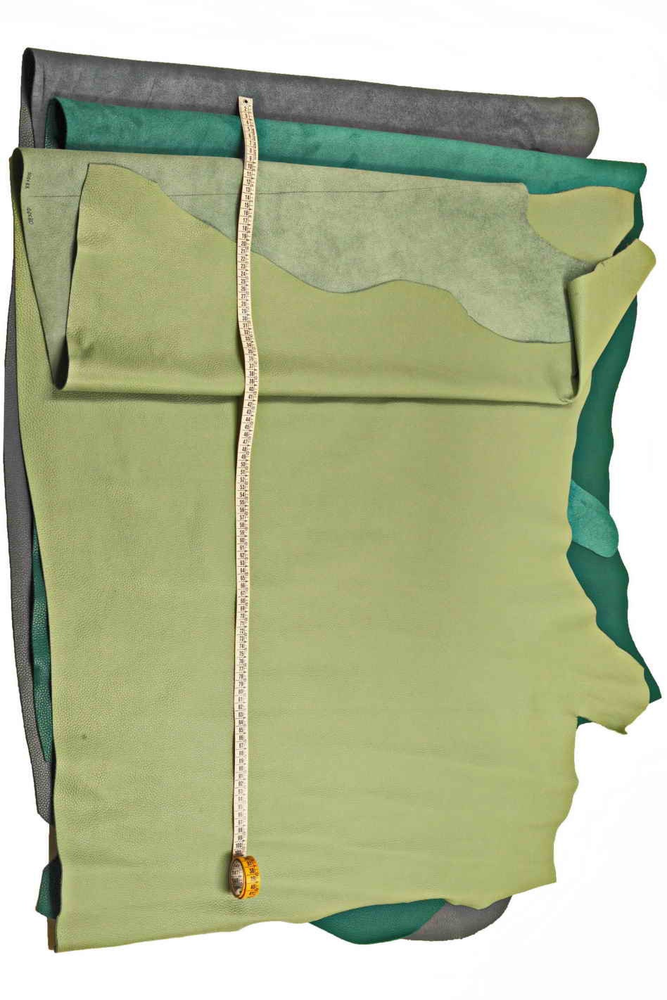 Pebbled leather, Avio light blue, green GRAINY cow hide, soft thick grain embossed calfskin B14200-TU La Garzarara