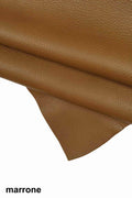 Soft dark brown pebbled cowhide leather SKIN hide, embossed calf leather with deer grain for bags and accessories, B14198-TU La Garzarara