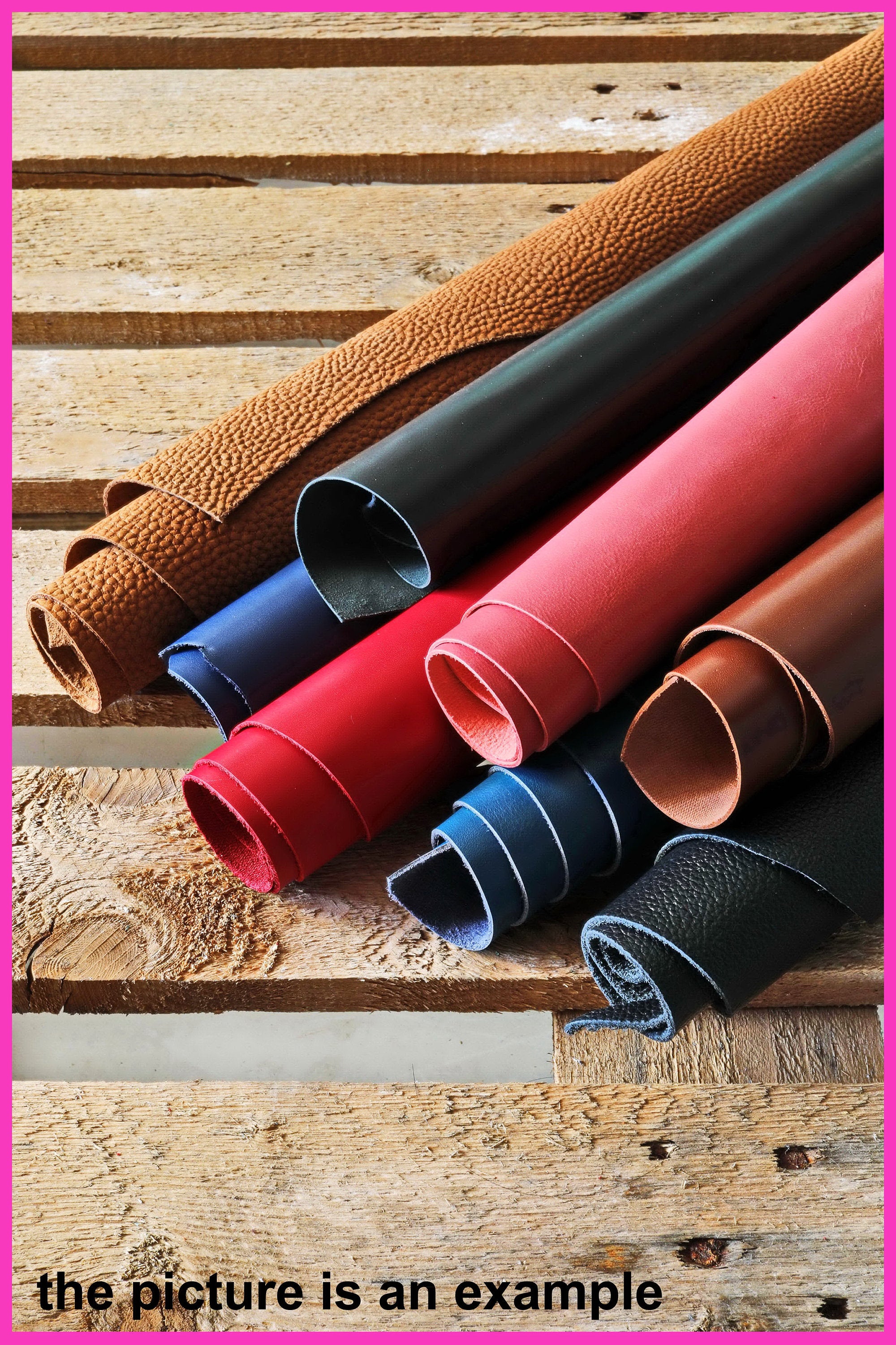 Solid Color Leather Pieces, 8x10 Precut Craft Leather, Mixed Smooth and Pebble Grain Textures AMZ34/B La Garzarara