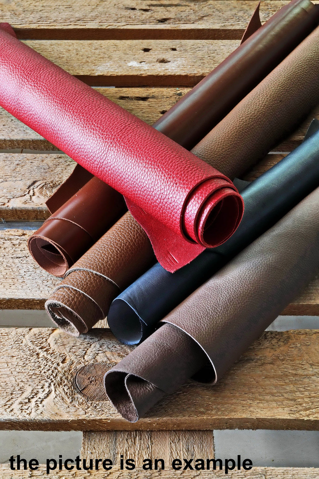 Solid Color Leather Pieces, 8x10 Precut Craft Leather, Mixed Smooth and Pebble Grain Textures AMZ34/B La Garzarara