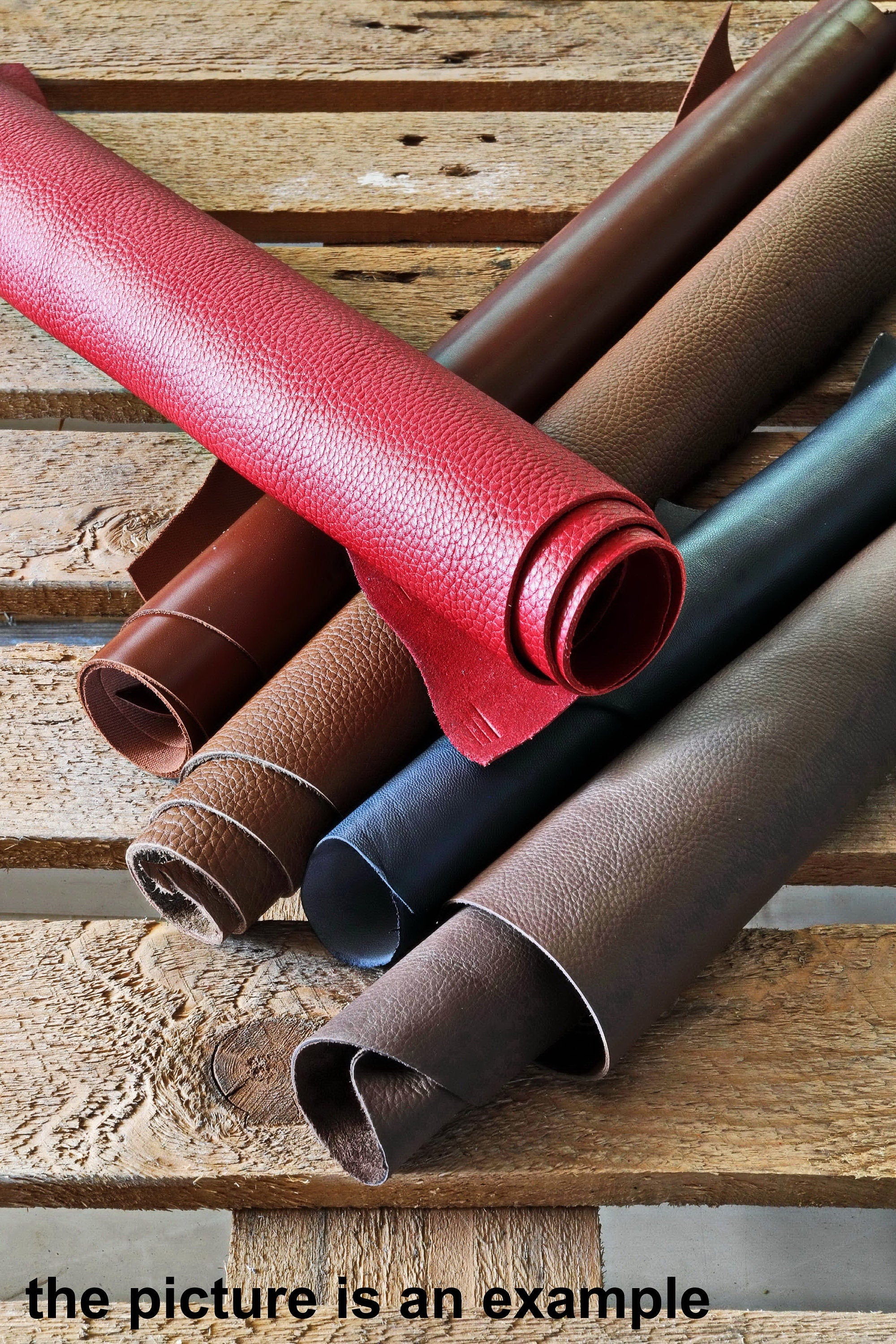 Solid Color Leather Pieces, 8x10 Precut Craft Leather, Mixed Smooth and Pebble Grain Textures AMZ34/B La Garzarara