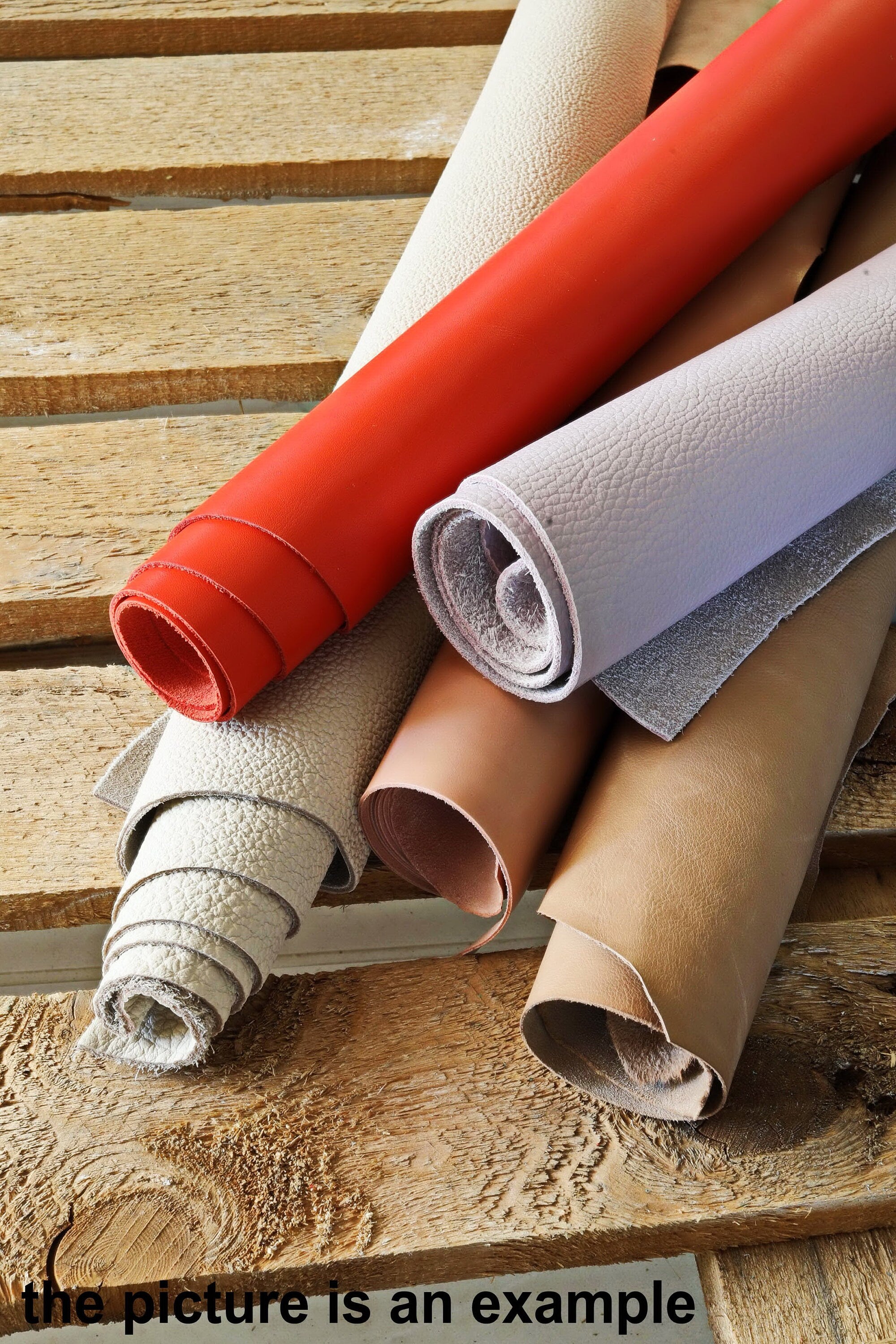 Leather pieces for crafting, Large smooth and pebbled leather, Color Offcuts scraps AMZ35 B La Garzarara