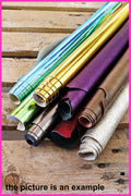 METALLIC leather scraps, mix remnant foiled pieces, big size cutouts smooth wrinkled laminated leather for crafts AMZ39/B