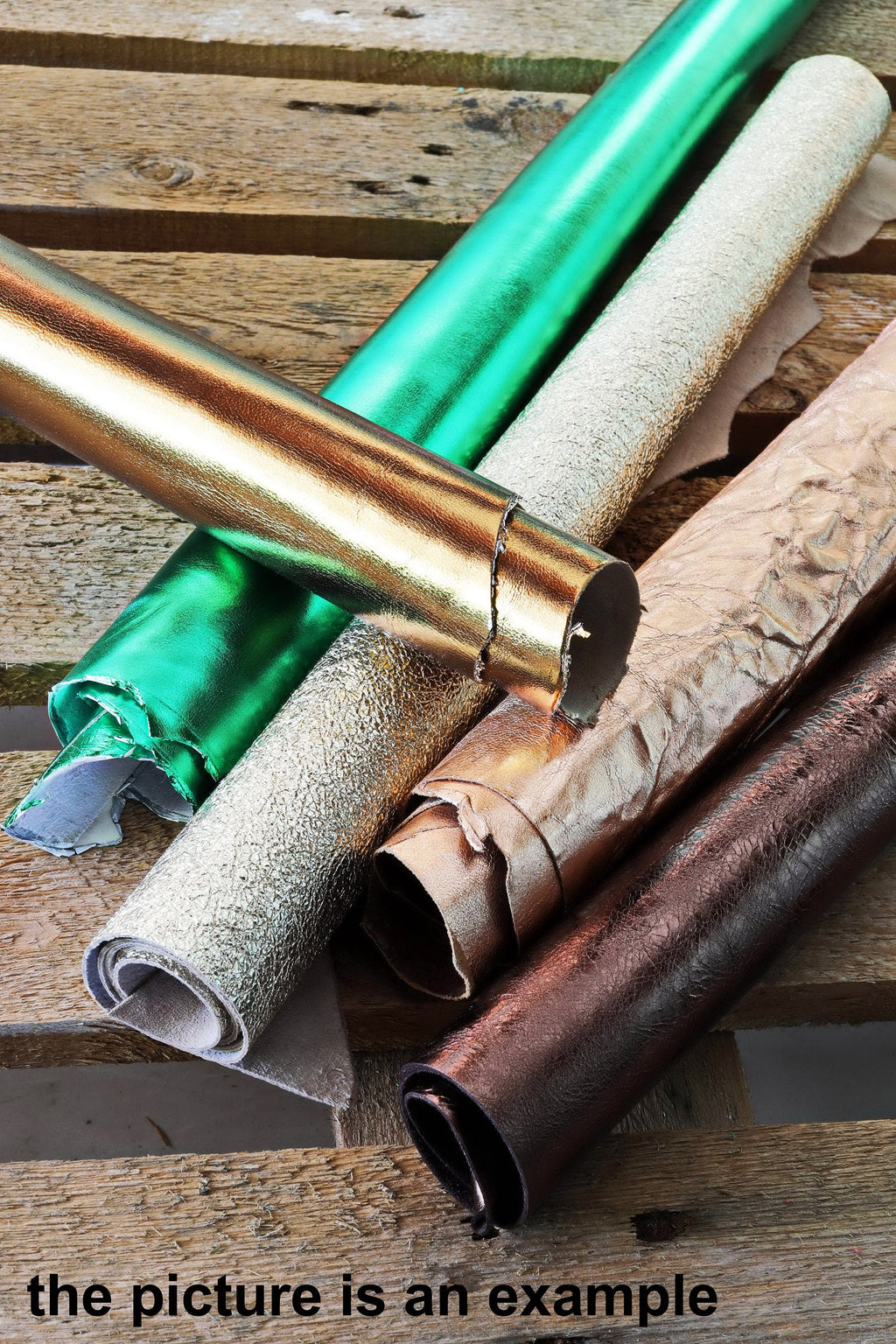 METALLIC leather scraps, mix remnant foiled pieces, big size cutouts smooth wrinkled laminated leather for crafts AMZ39/B