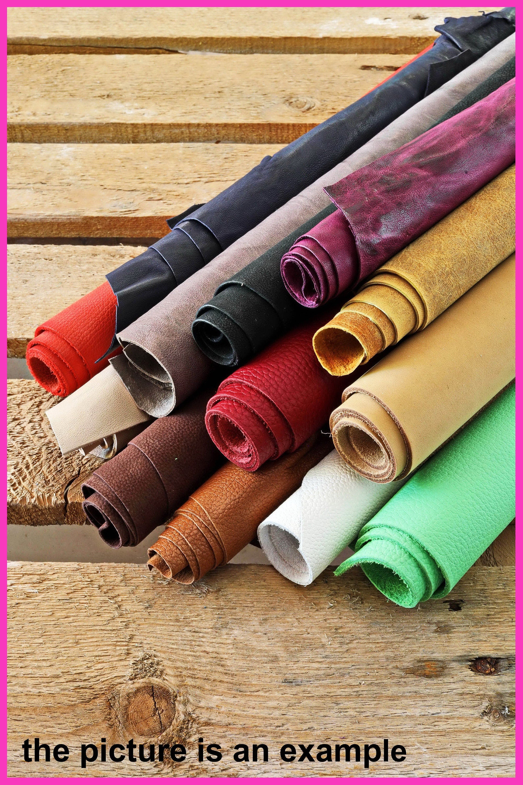 VINTAGE effect leather pieces scraps, medium size sporty treated leather skin hide sold by weight AMZ43/B La Garzarara