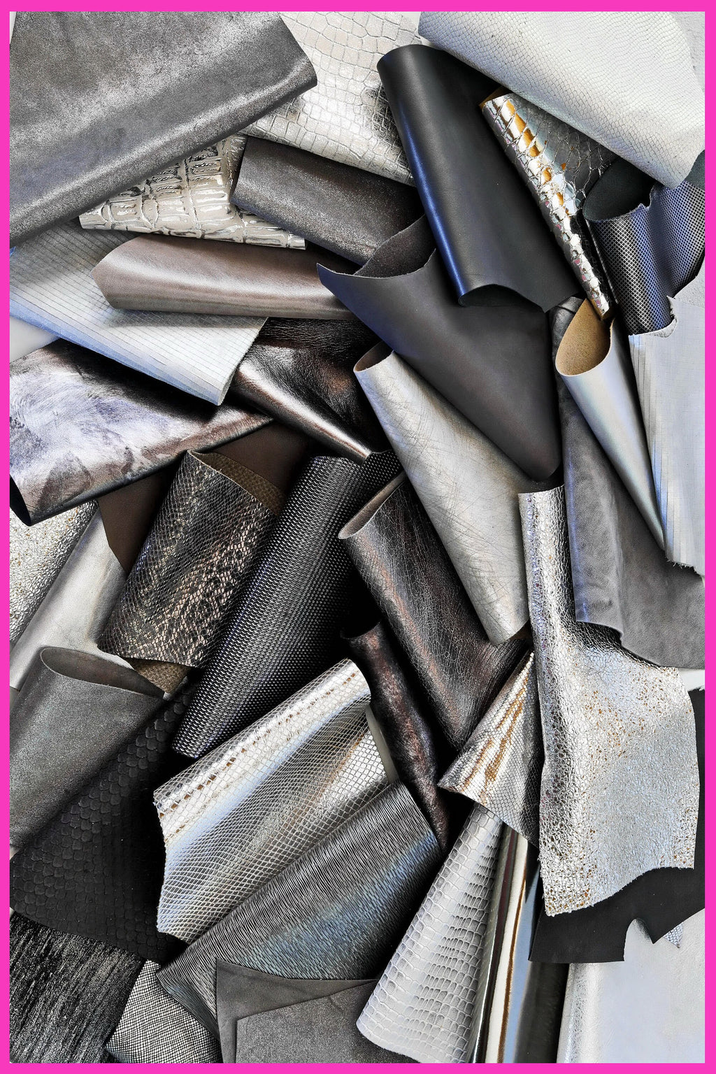Grey Leather Remnants, Silver and Charcoal Offcuts, Assorted Textures and Finishes for Earrings and Accessories B082 La Garzarara