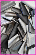 Grey Leather Remnants, Silver and Charcoal Offcuts, Assorted Textures and Finishes for Earrings and Accessories B082 La Garzarara