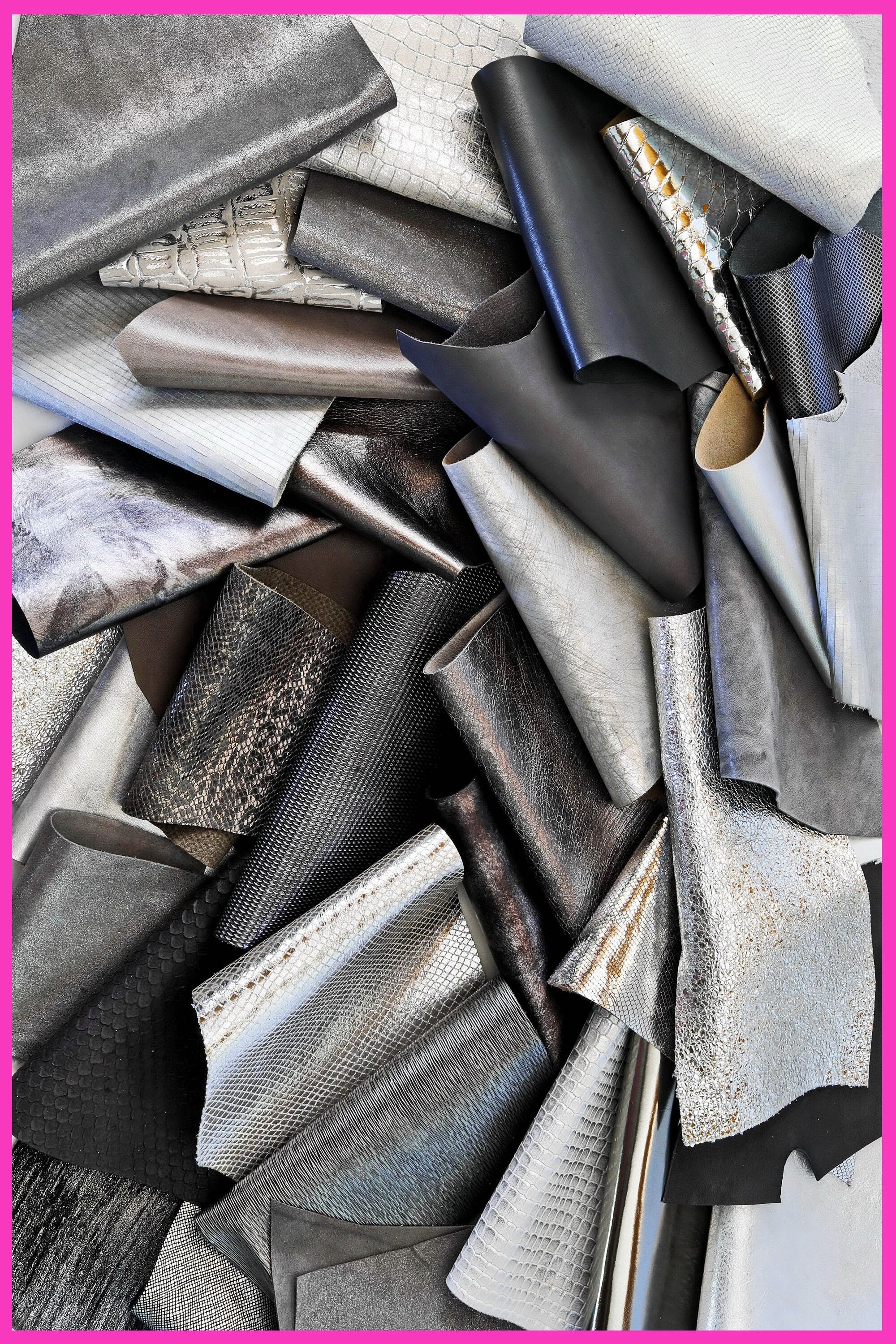 Grey Leather Remnants, Silver and Charcoal Offcuts, Assorted Textures and Finishes for Earrings and Accessories B082 La Garzarara