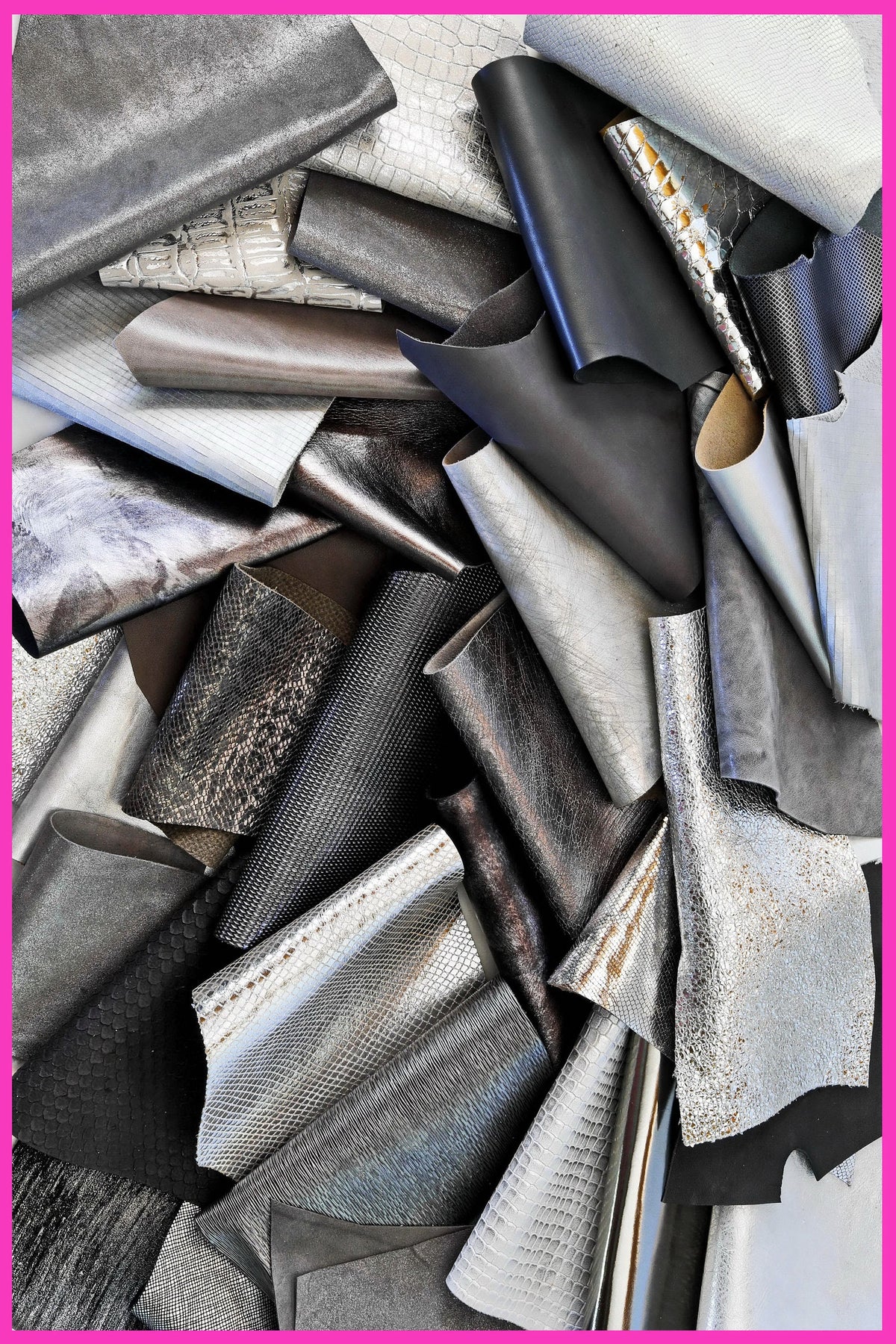 Grey Leather Remnants, Silver and Charcoal Offcuts, Assorted Textures and Finishes for Earrings and Accessories B082 La Garzarara