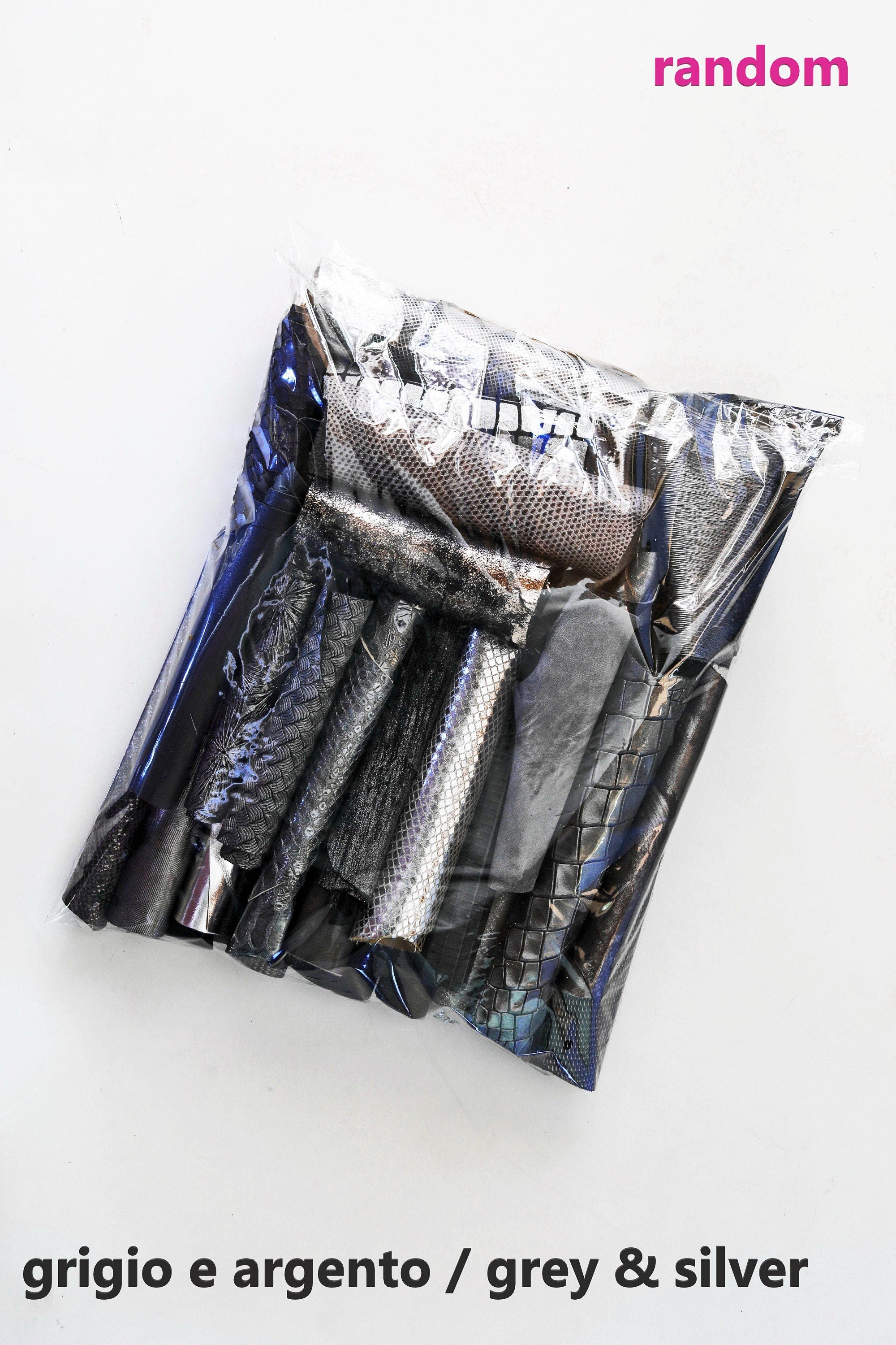 Grey Leather Remnants, Silver and Charcoal Offcuts, Assorted Textures and Finishes for Earrings and Accessories B082 La Garzarara