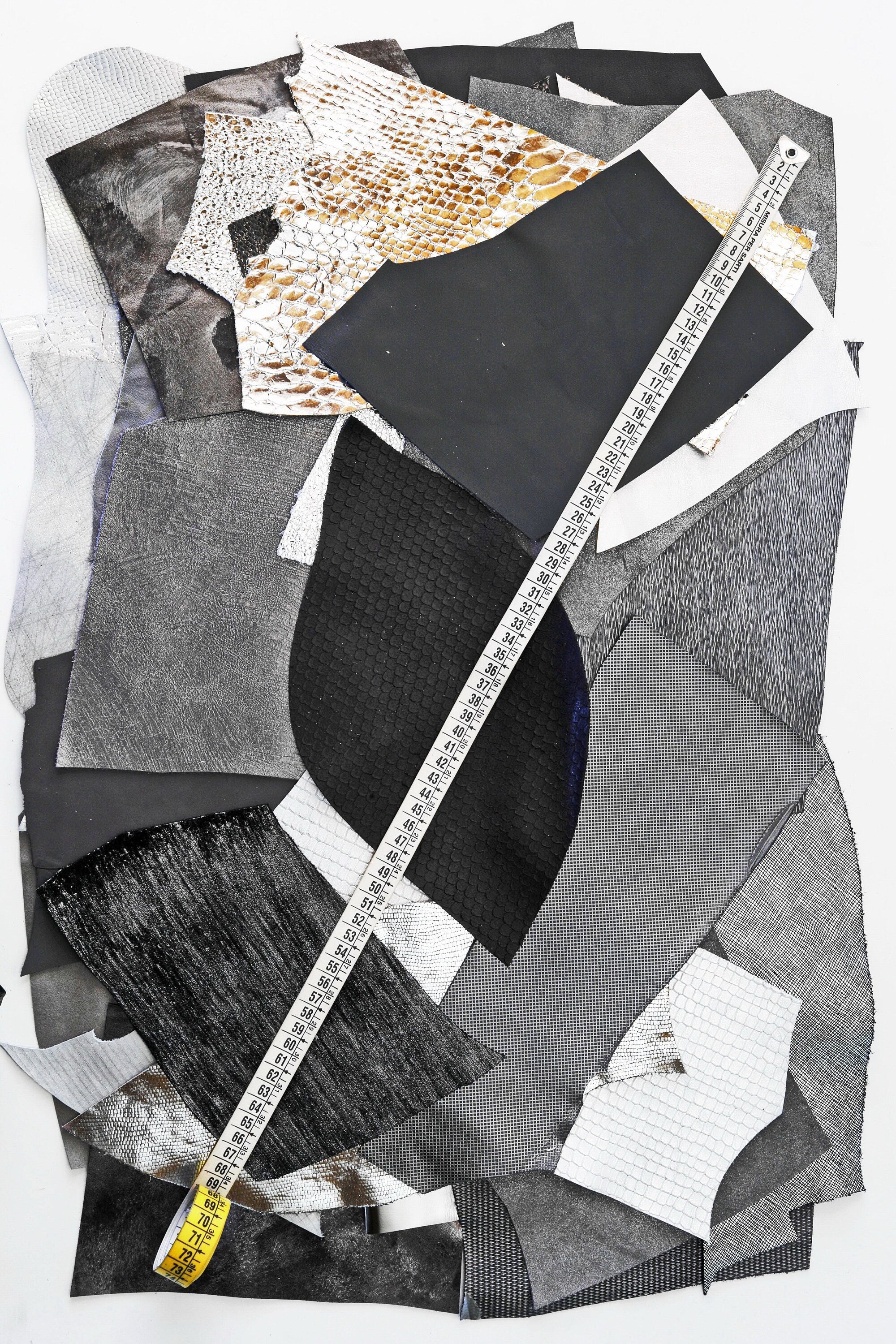 Grey Leather Remnants, Silver and Charcoal Offcuts, Assorted Textures and Finishes for Earrings and Accessories B082 La Garzarara