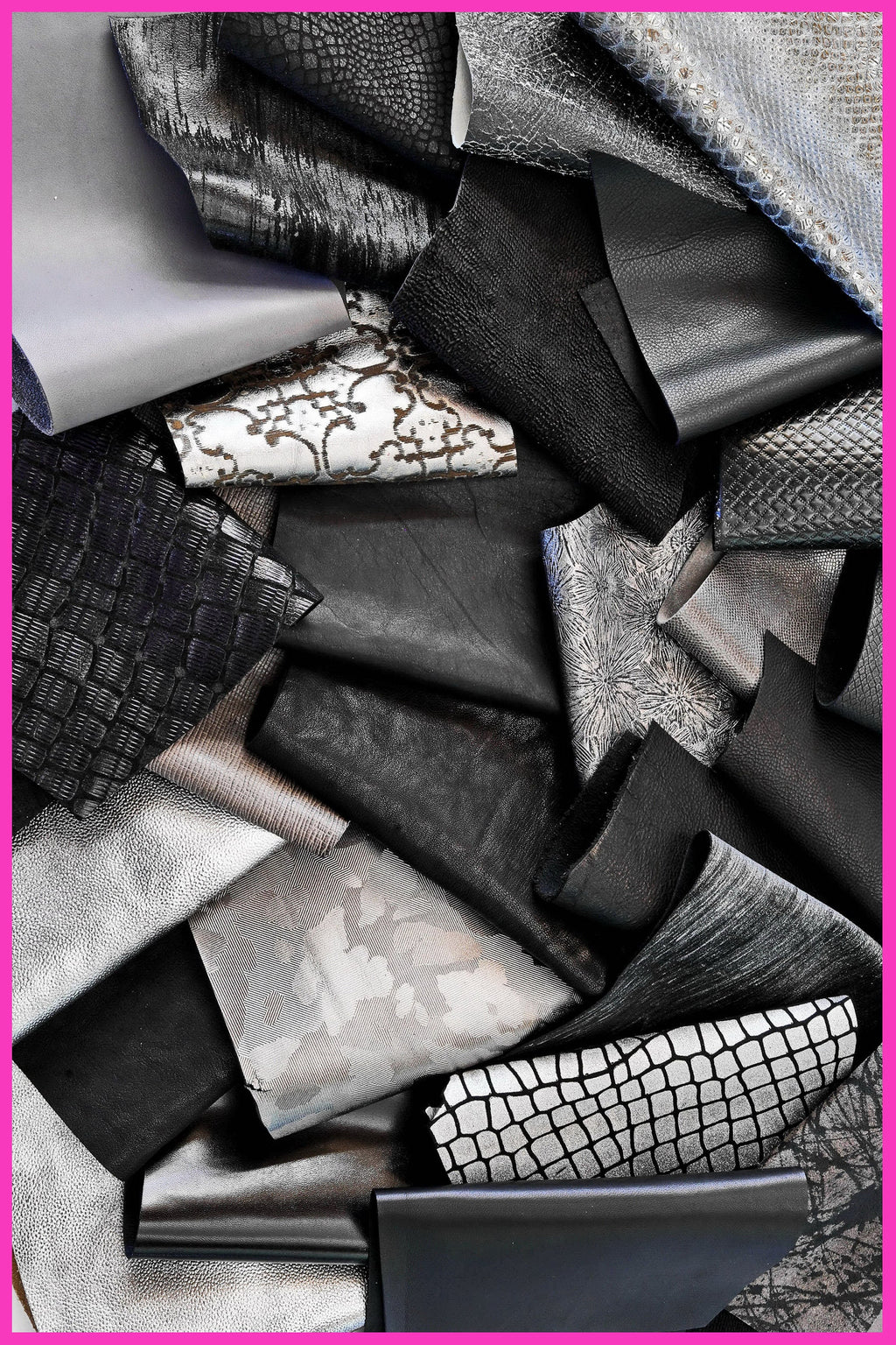 Black and Grey Leather Scraps, 5x6 Assorted Craft Pieces, Mixed Textures and Finishes, Random Selection 0,7 lbs to 2 lbs B183