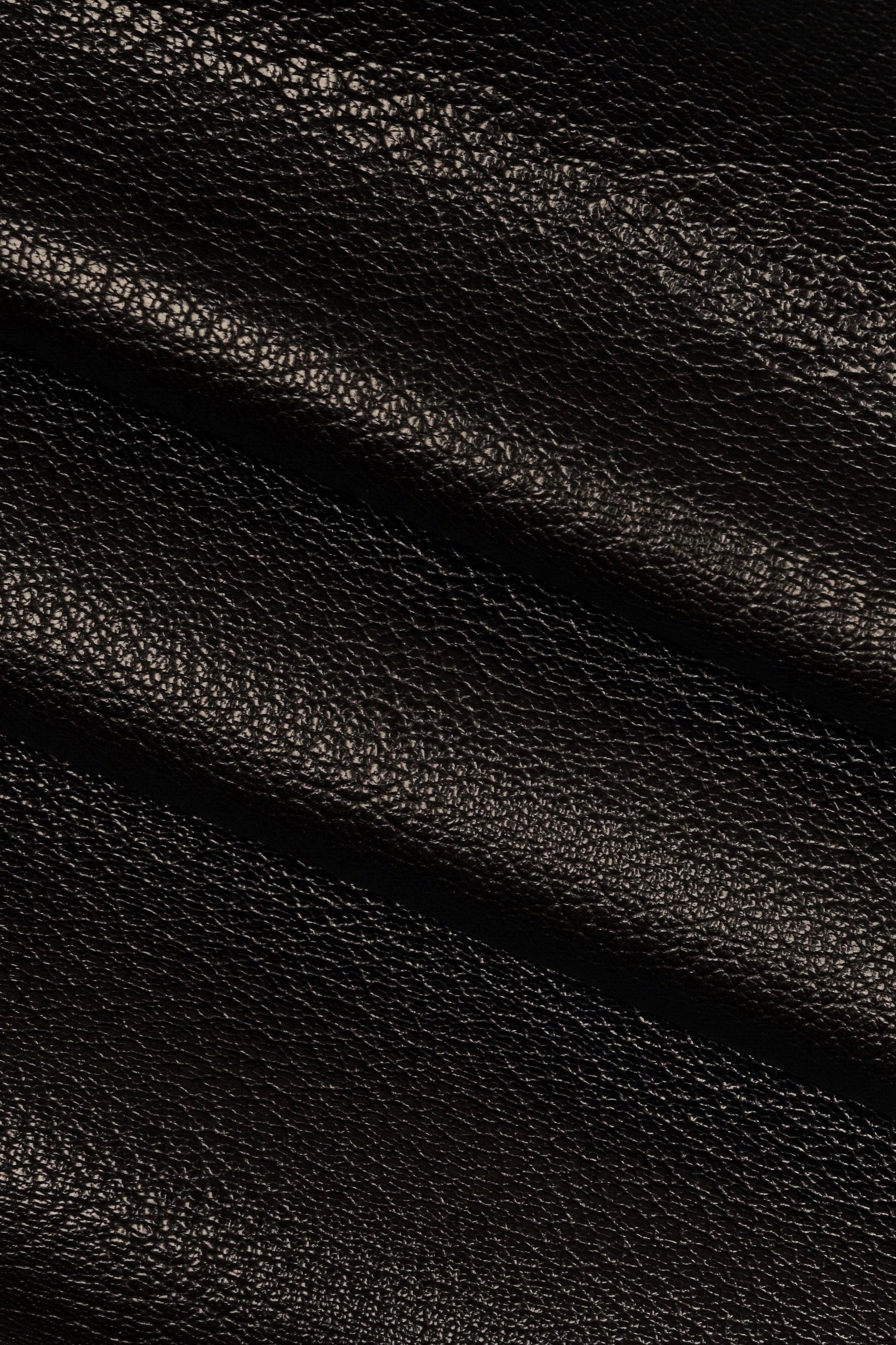 Black Pebbled Leather Goatskin, Soft Grain Leather Hide, Black milled grain for shoes, bags, wallets B14180-TB La Garzarara